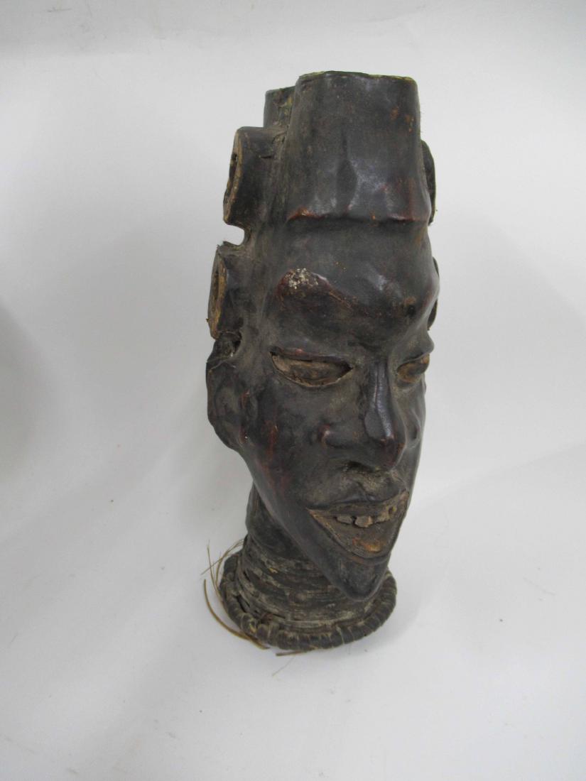 Carved wooden African two headed bust (1 of 3)