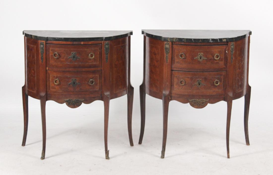 Pair of Louis XV Style Demi-Lune Tables (1 of 7)