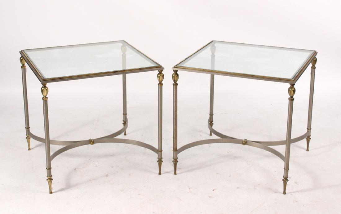 Pair of Steel and Brass Glass Top Side Tables (1 of 5)