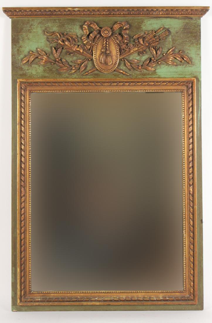 Neoclassical Style Green and Gold Painted Mirror (1 of 3)