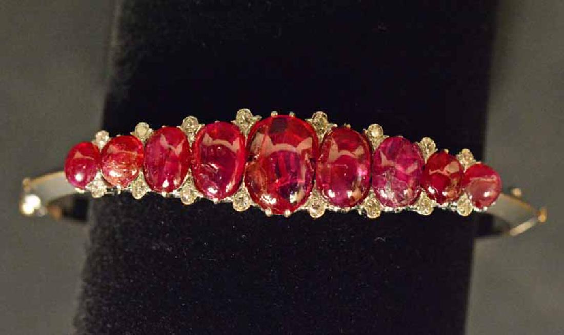 Unmarked White Gold Tourmaline Diamond Bracelet (1 of 5)