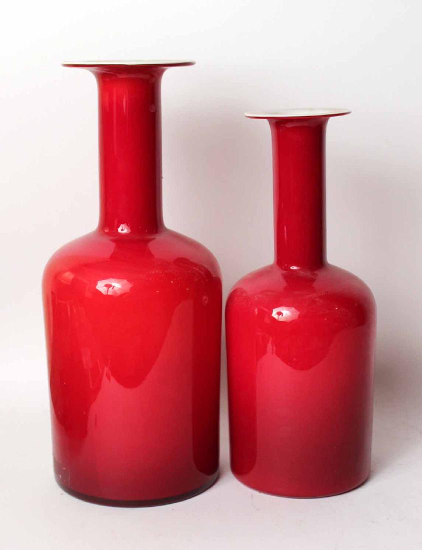 Two Kastrup Holmegaard Glass Vases: Denmark, 20thC. 17 1/2"h and 19 1/2"h