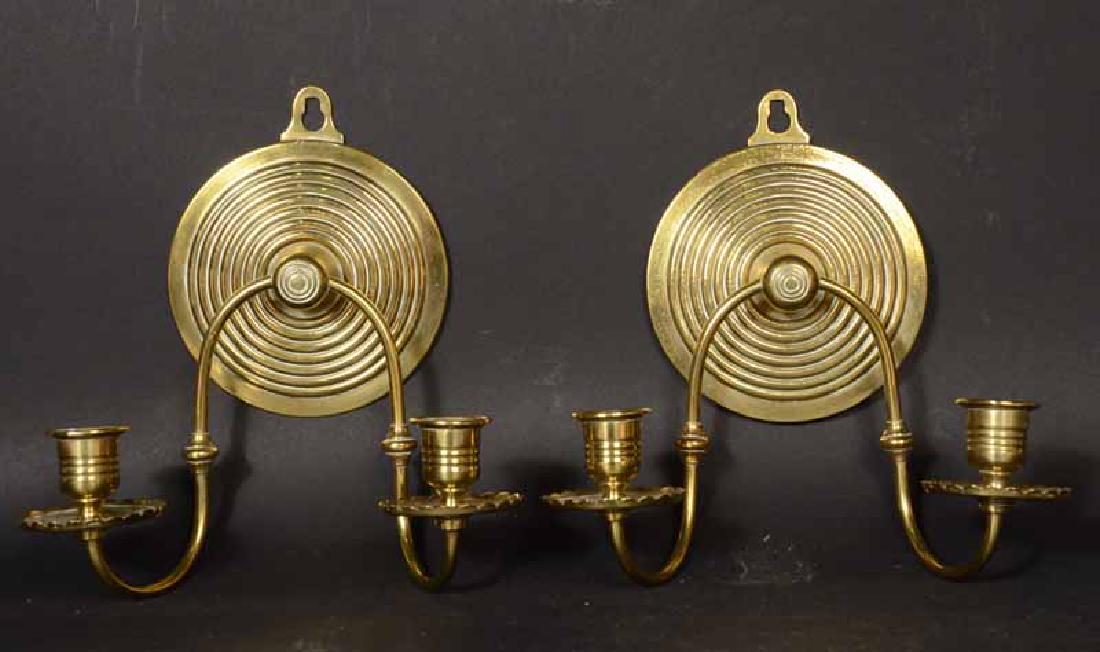 Pair of Brass Two Arm Wall Sconces (1 of 4)