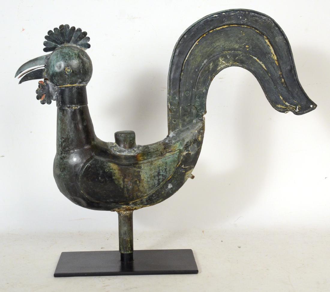 Patinated Metal Rooster Weathervane, 20th Century (1 of 6)