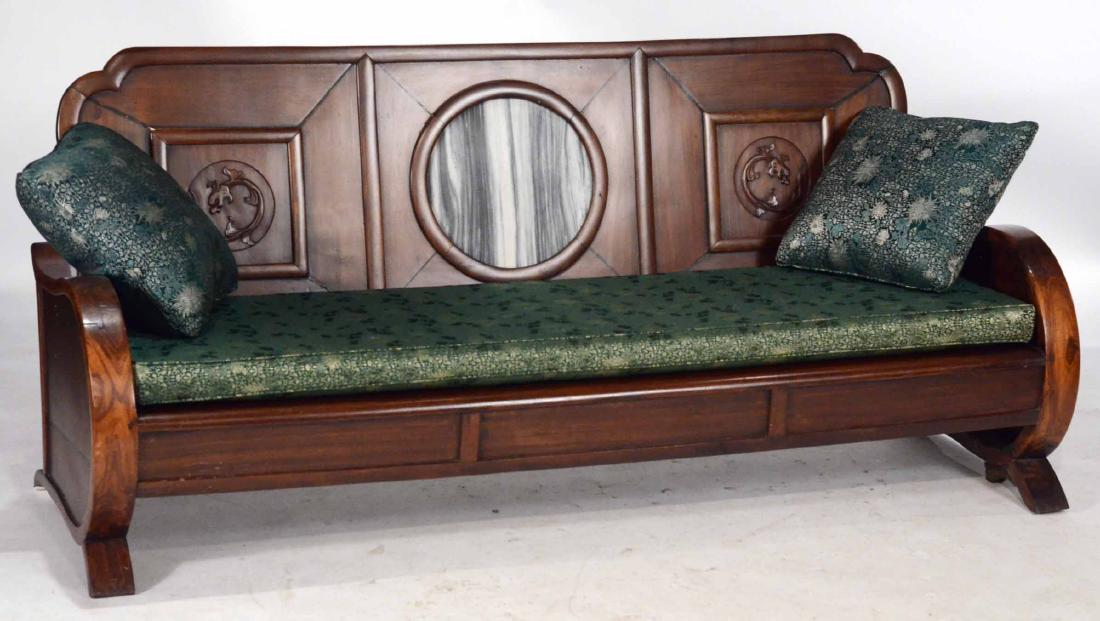 Chinese Stone-Inset Hardwood Settee (1 of 15)