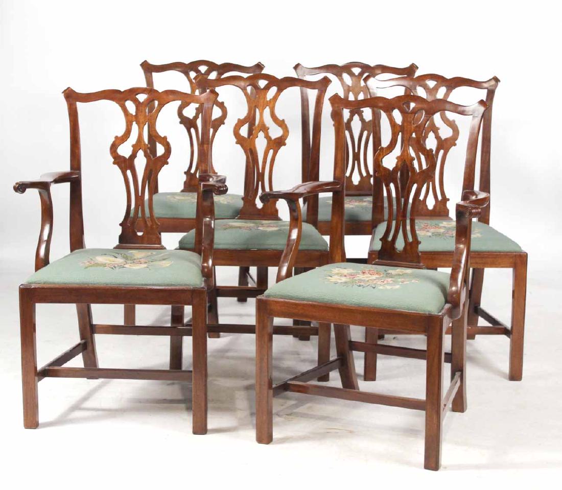 Six Chippendale Style Mahogany Dining Chairs (1 of 9)