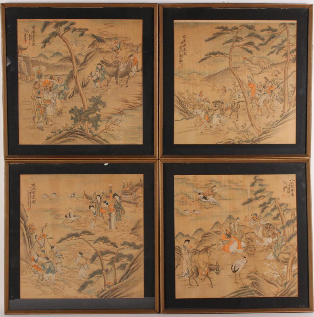 Four Chinese Watercolor on Silk Landscapes (1 of 7)