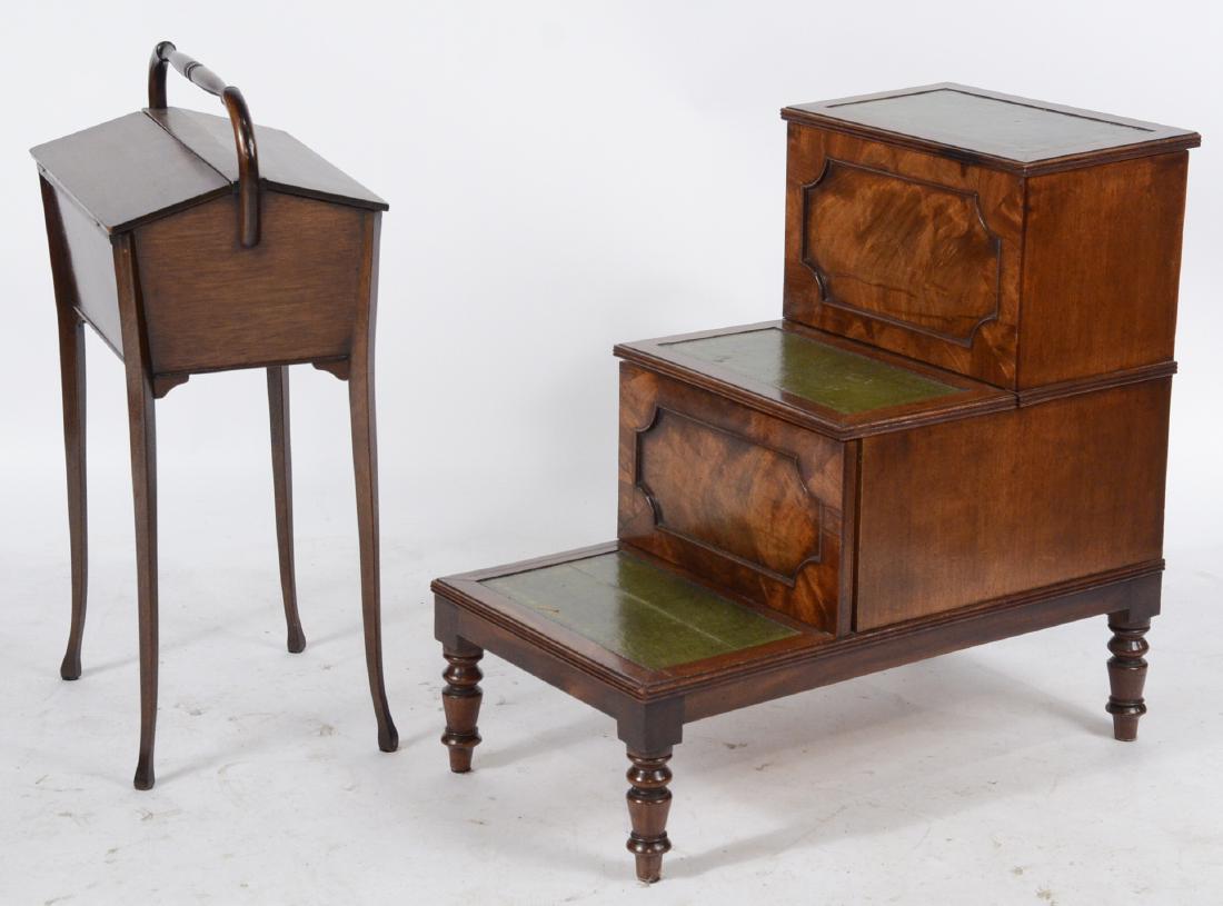 Sheraton Leather-Inset Mahogany Library Steps (1 of 11)