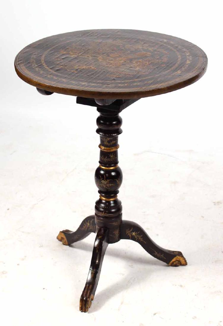 Chinese Export Black Lacquer Tilt Top Candlestand (1 of 5)