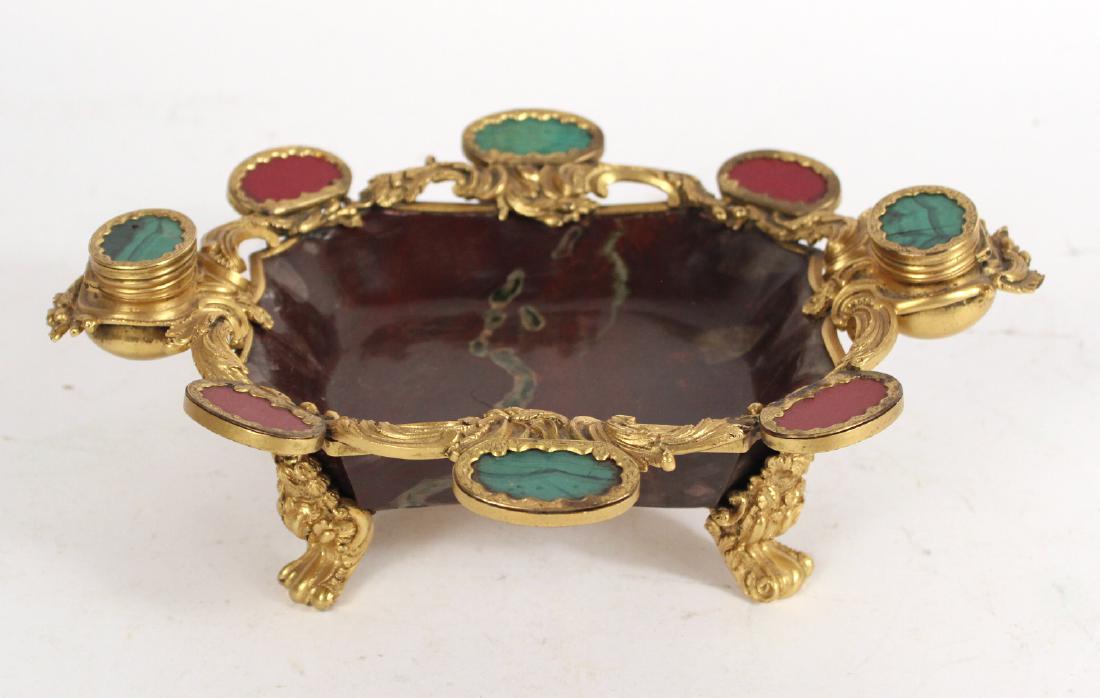 Louis XV Style Malachite & Hardstone Inkwell (1 of 6)