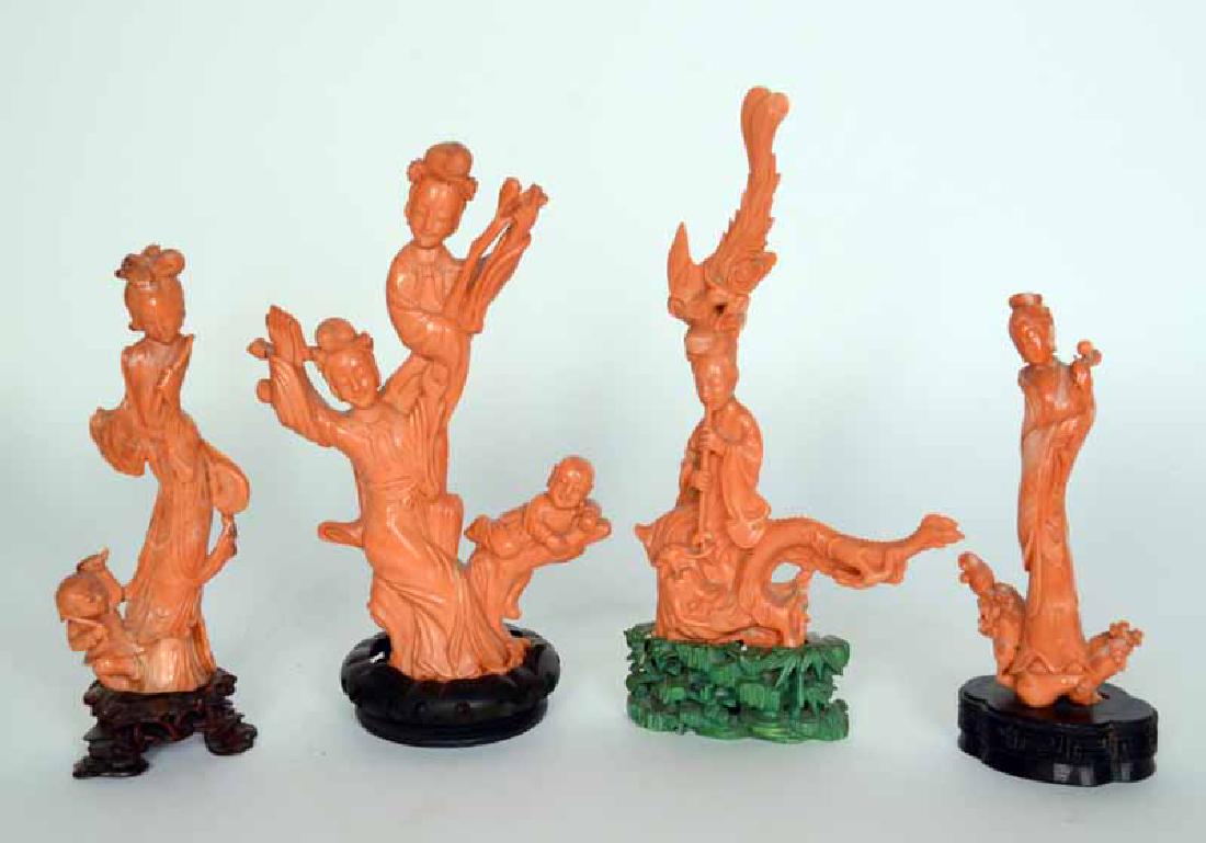Four Chinese Carved Coral Figures (1 of 5)