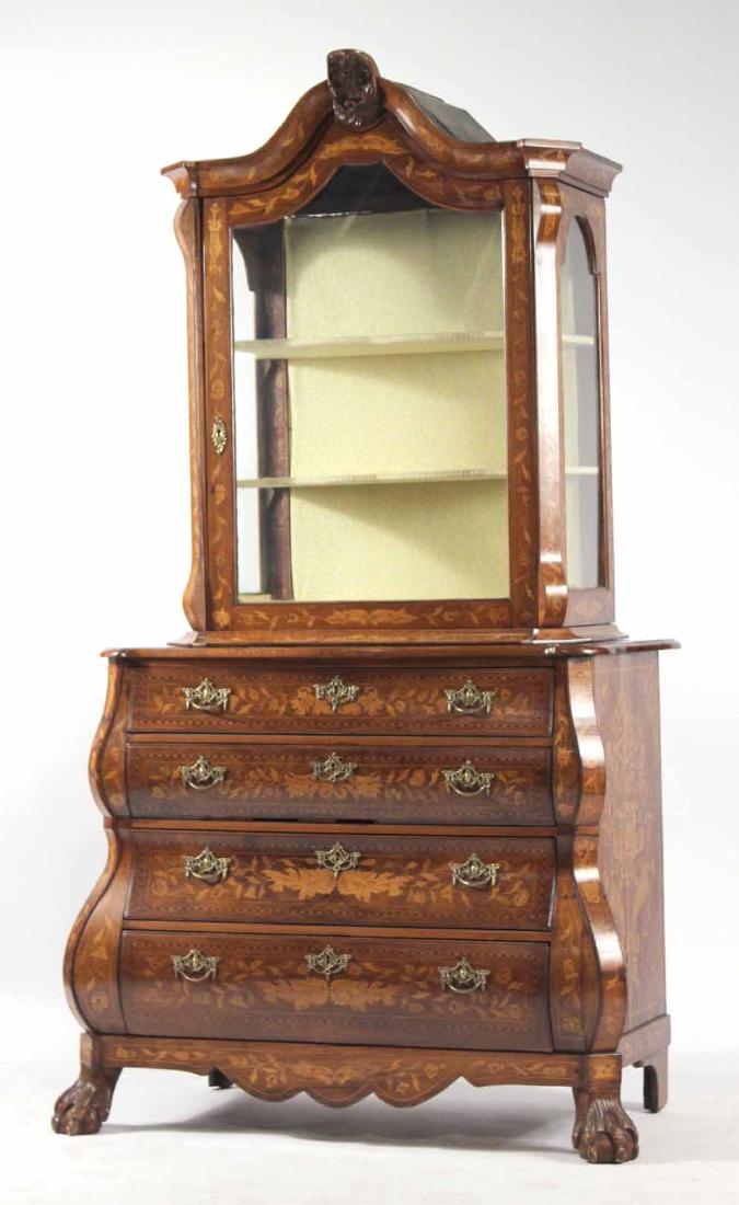 Rococo Style Marquetry Inlaid Bookcase Cabinet (1 of 9)