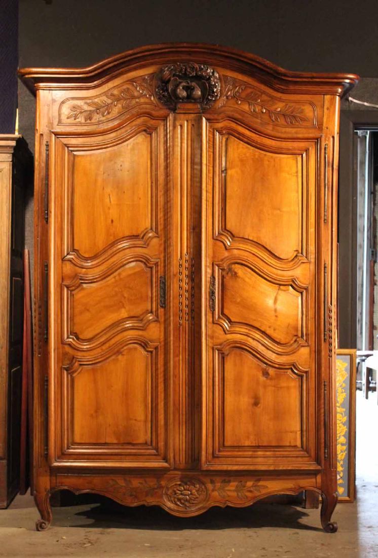French Provincial Cherrywood & Walnut Armoire (1 of 8)