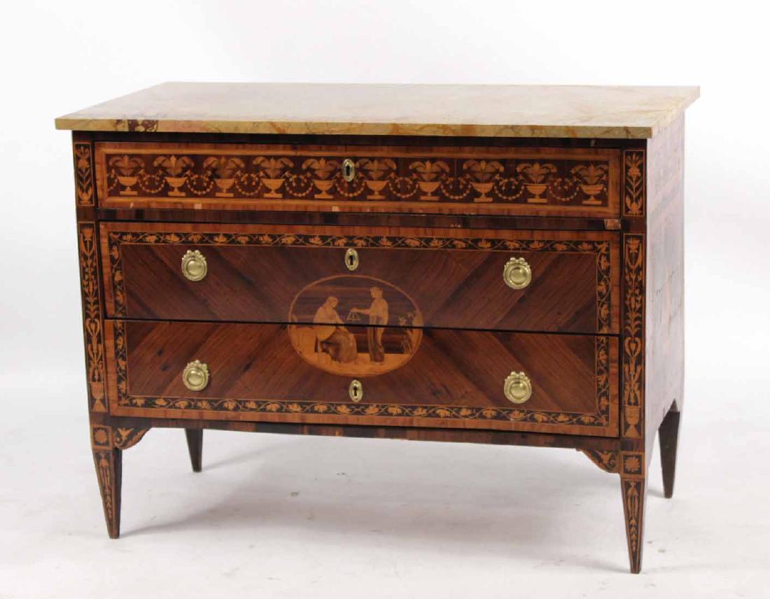 Neoclassical Style Inlaid Marble Top Chest (1 of 8)