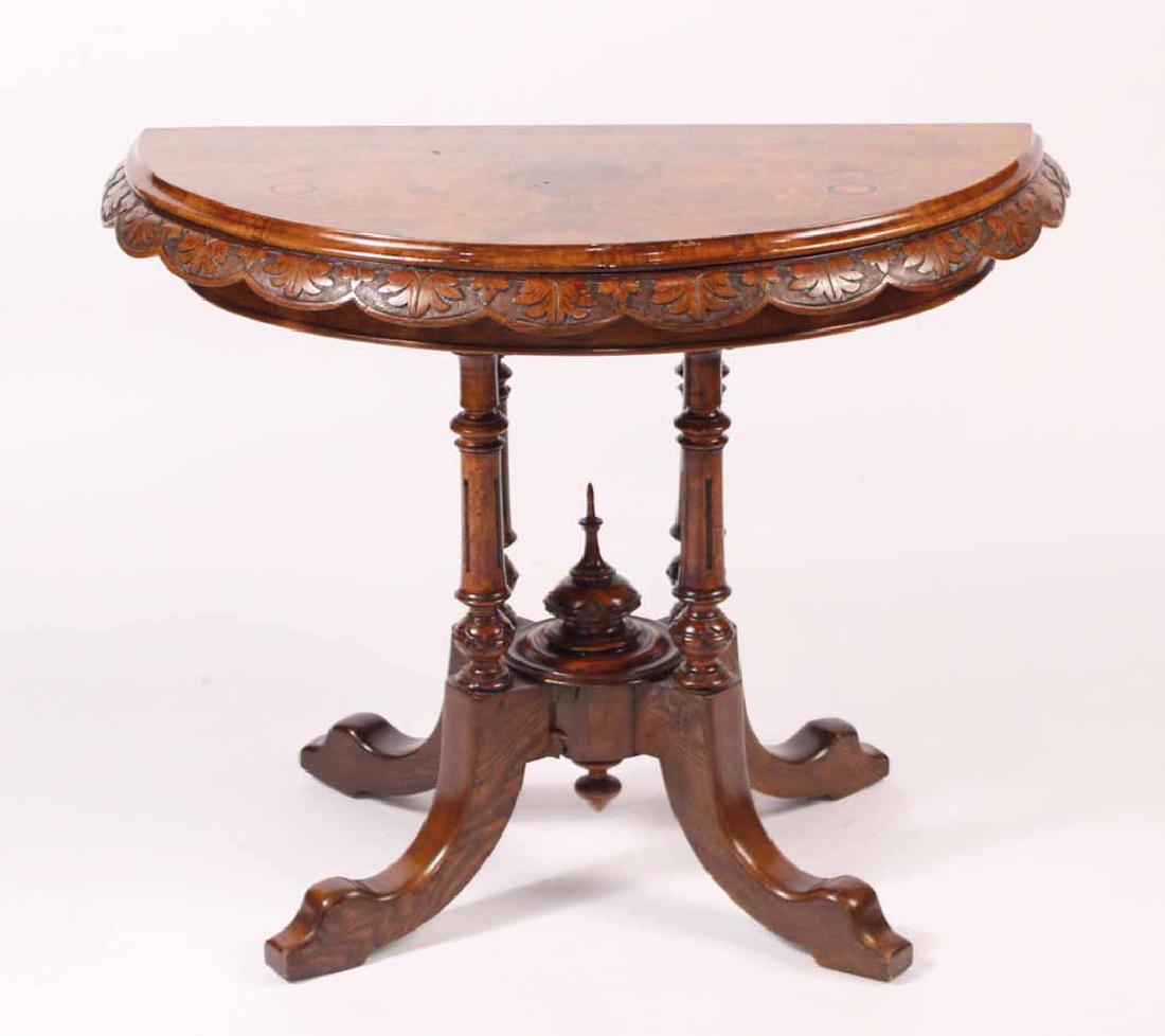 Victorian Carved Walnut Demi-Lune Games Table (1 of 7)