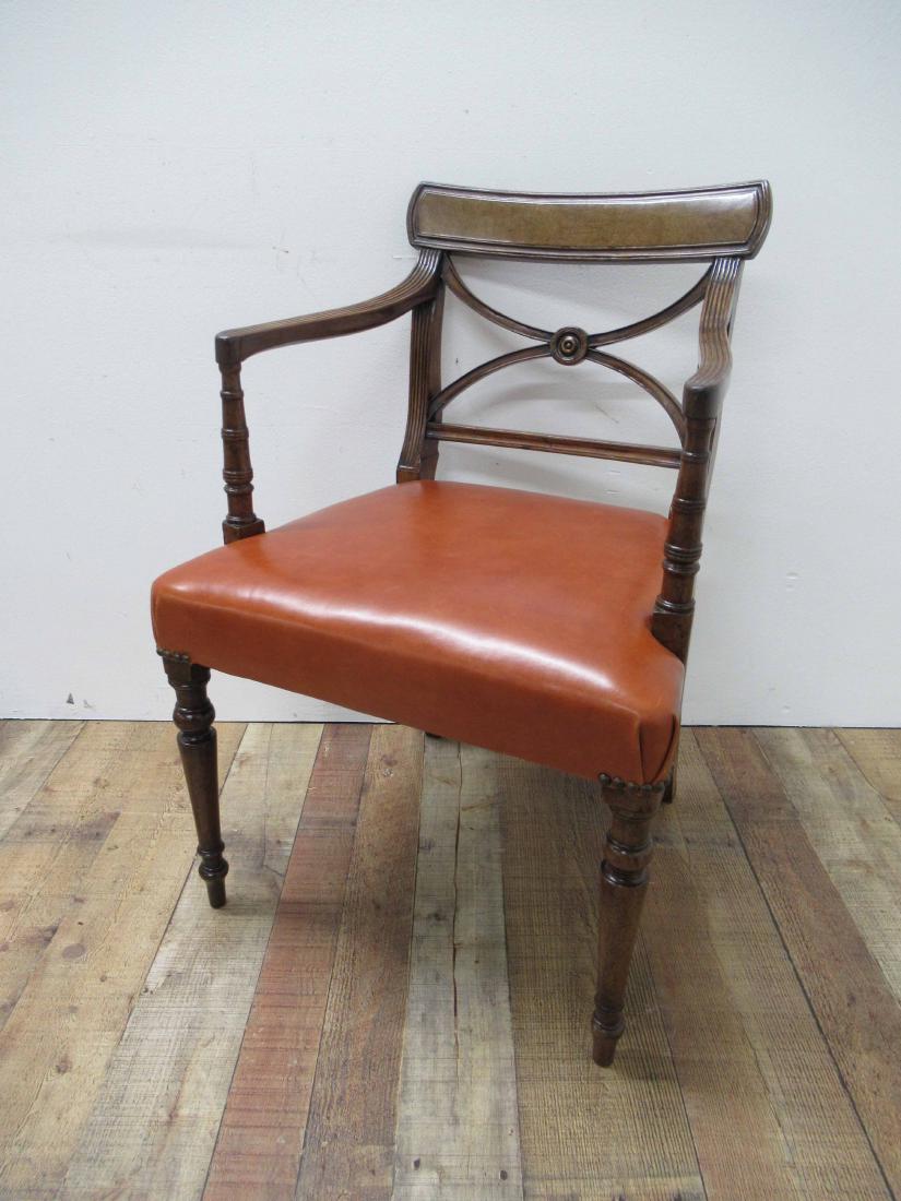 Regency Style Mahogany & Leather Arm Chair (1 of 8)