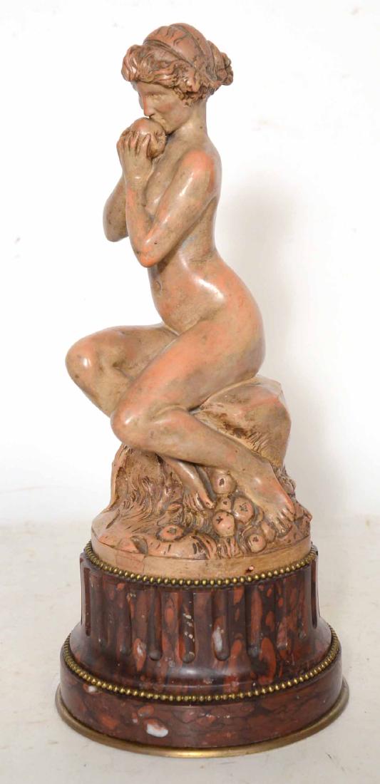 Sculpture "Femme Nue a la Poire" Andre Manneville: French (1893-1922) Signed on base Manneville. 14 1/2"h