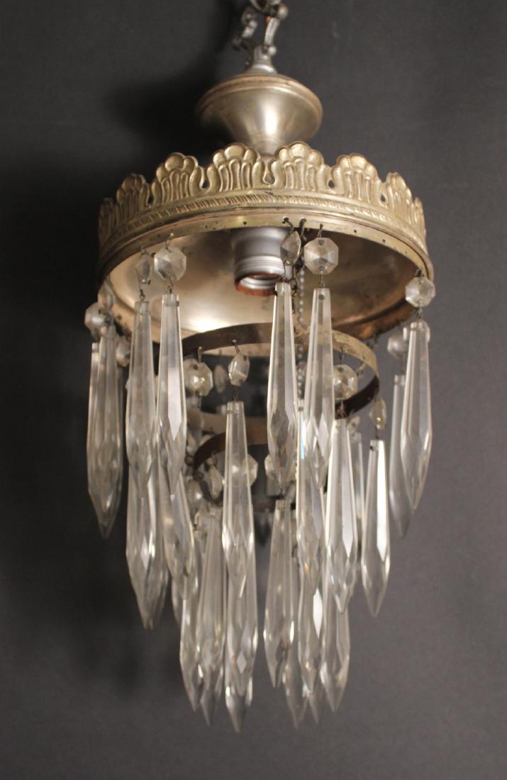 Gilt Metal Crystal Prism Ceiling Fixture (1 of 3)