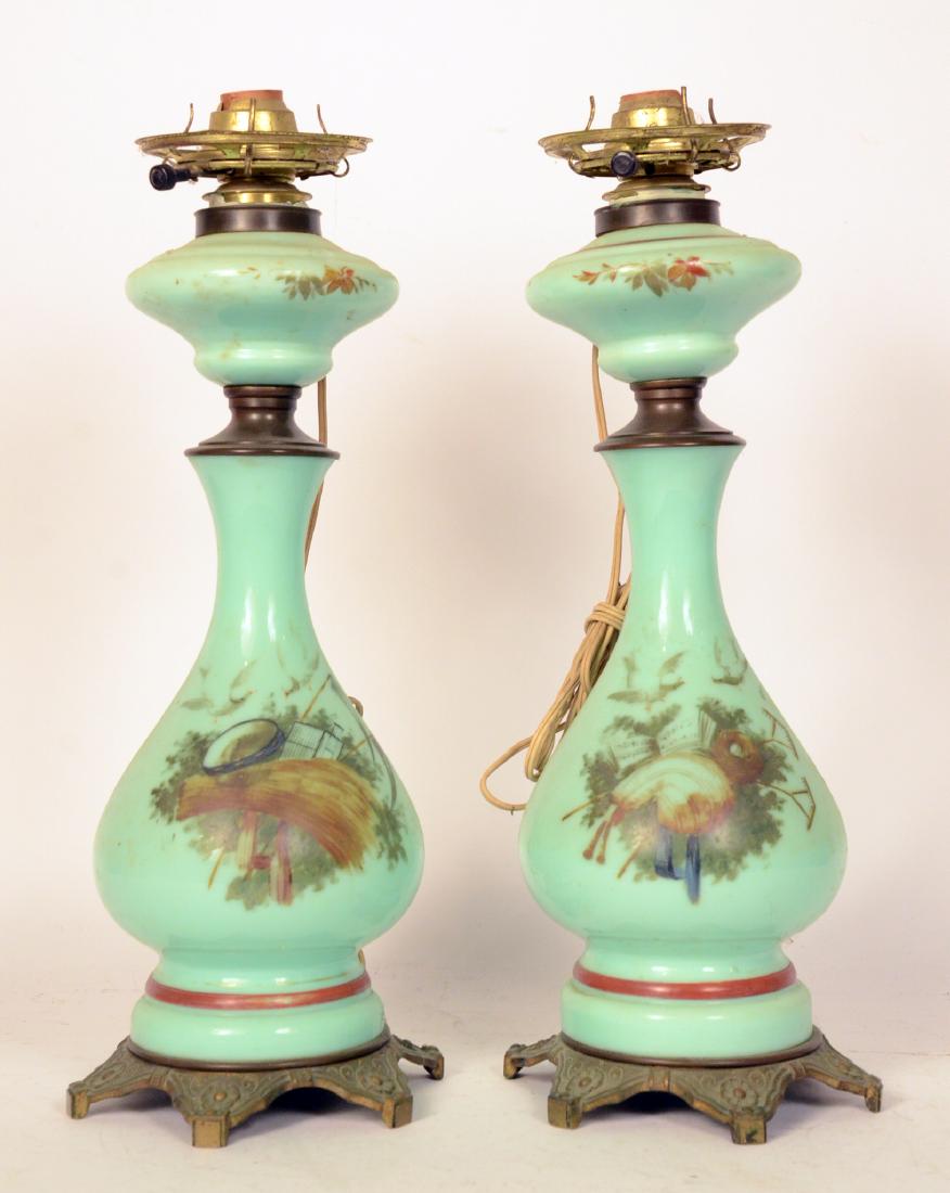 Pair of Green Glass Fluid Lamps (1 of 6)