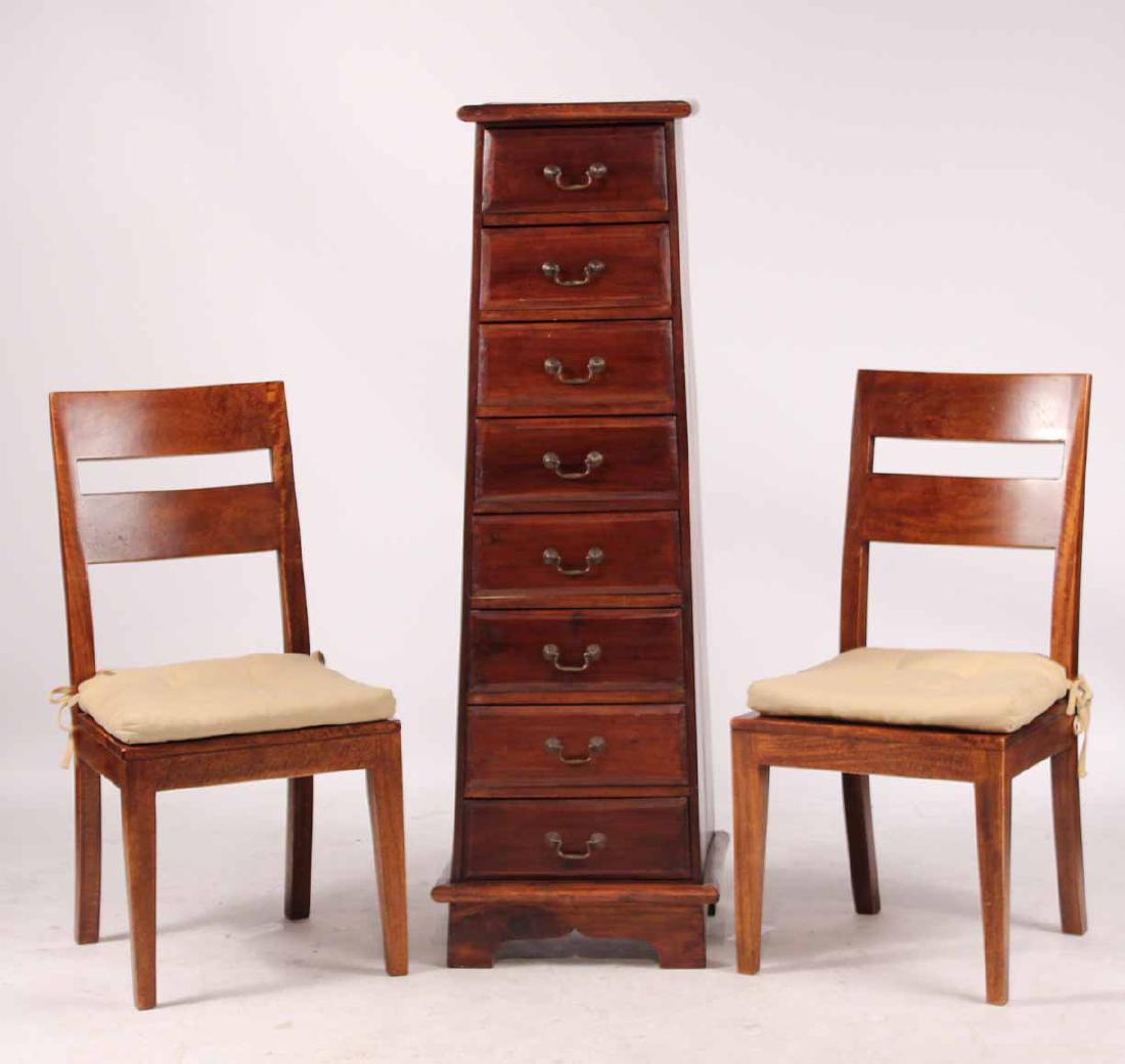 Pair Arts &Crafts Style Mahogany Slat Back Chairs (1 of 9)