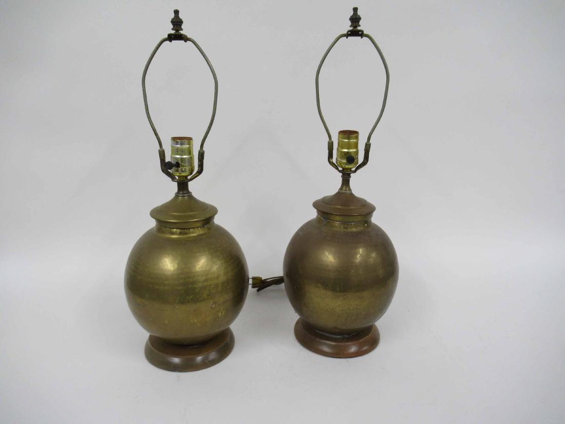 Pair of Hammered Brass Table Lamps (1 of 8)