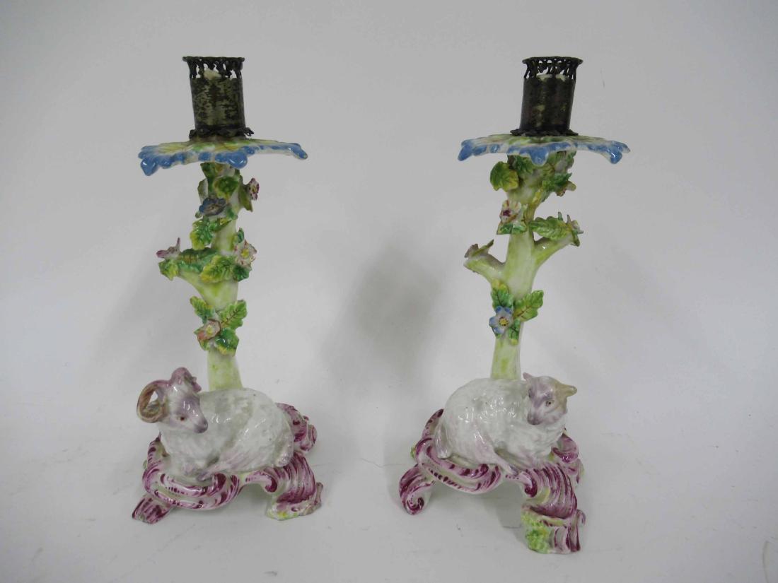 Pair Continental Figural Porcelain Candlesticks (1 of 9)