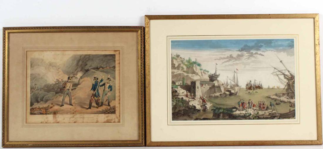 Hand-Colored Engraving, Naval Battle (1 of 8)