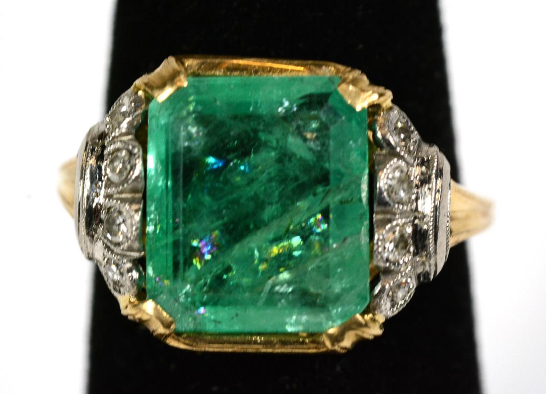14K Yellow Gold Emerald Diamond Ring (1 of 4)