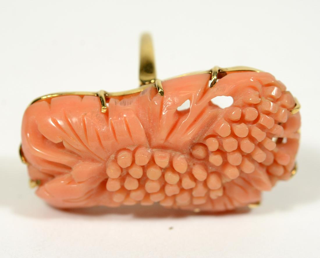 14K Yellow Gold & Carved Coral Ring (1 of 3)