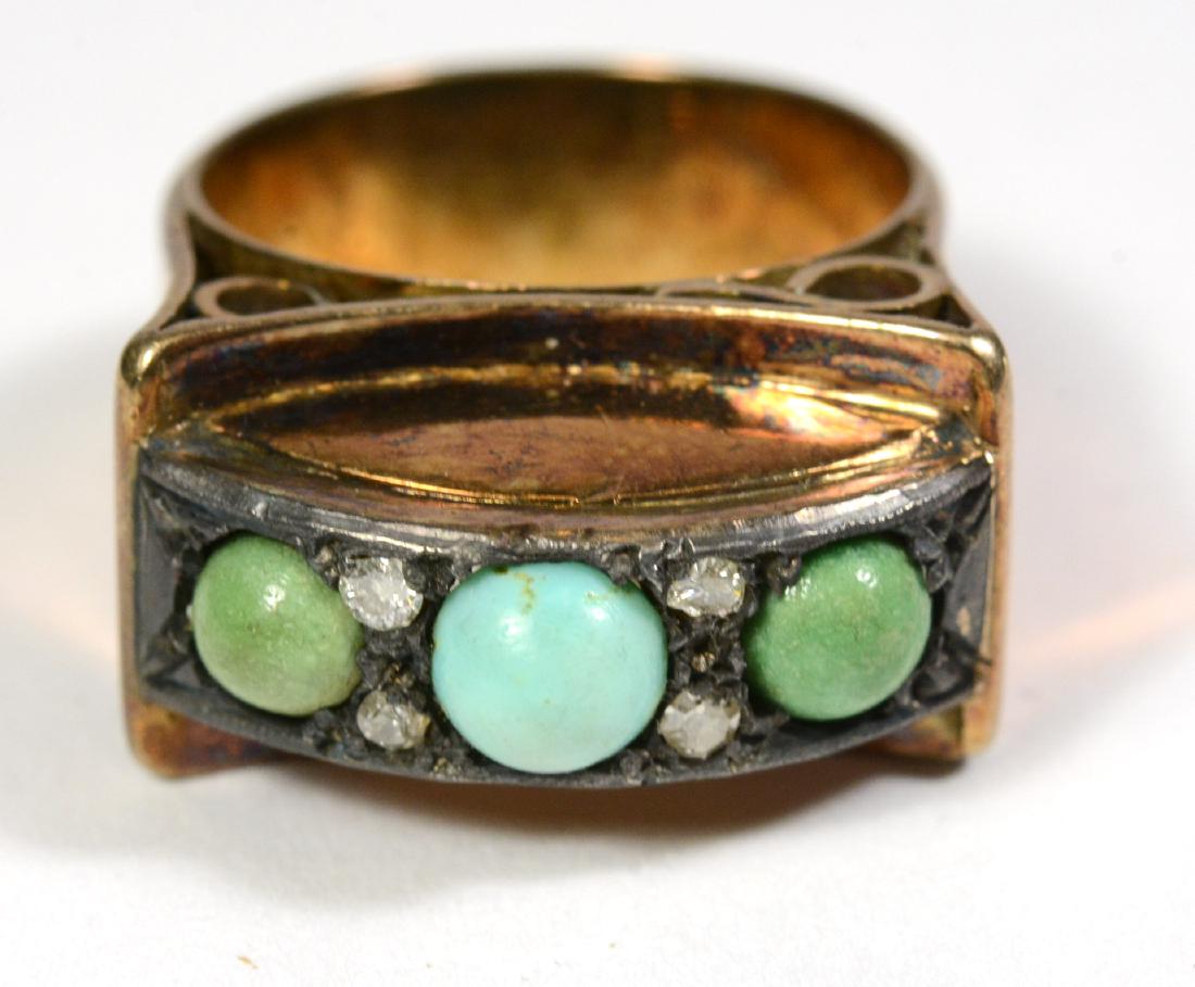 Modernist Metal & Turquoise Beaded Ring (1 of 3)