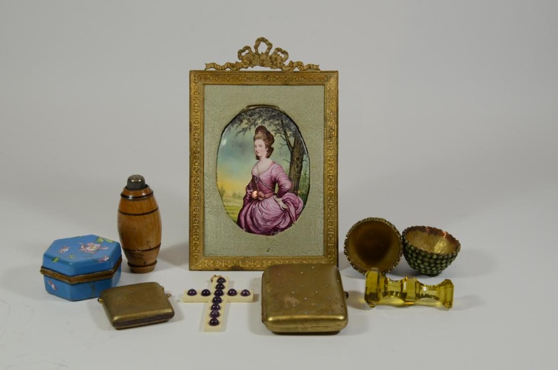 Hand Painted Plaque Within Gilt Metal Frame (1 of 7)