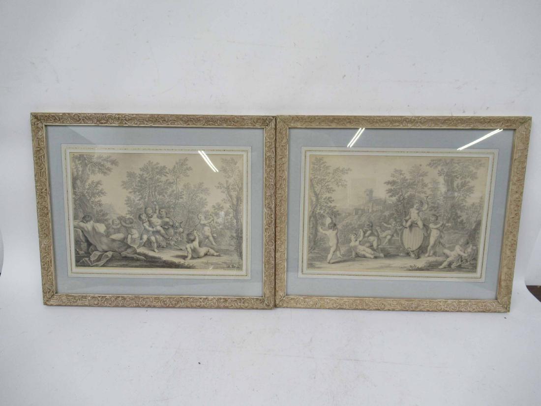 Pair of Etchings, Classical Scene with Putti (1 of 3)