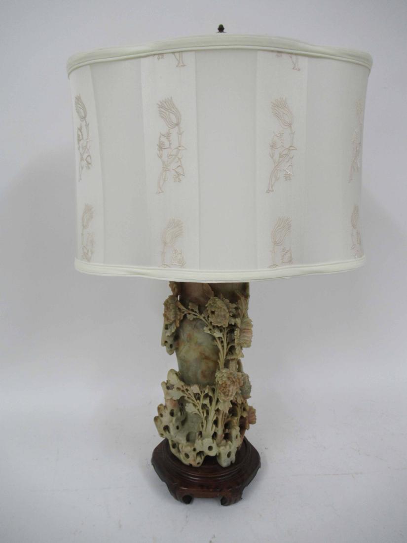 Chinese Carved Soapstone Table Lamp (1 of 5)
