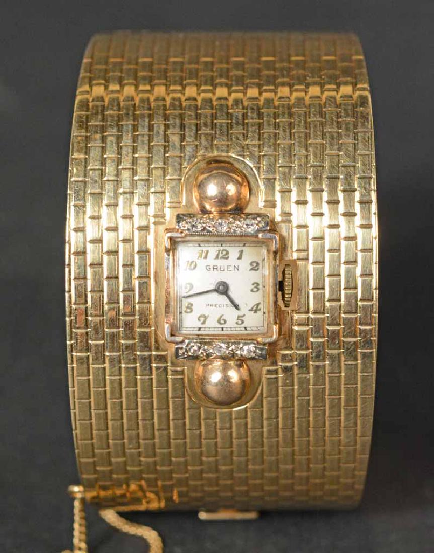 Gruen 14K Yellow Gold Bangle Wristwatch (1 of 7)