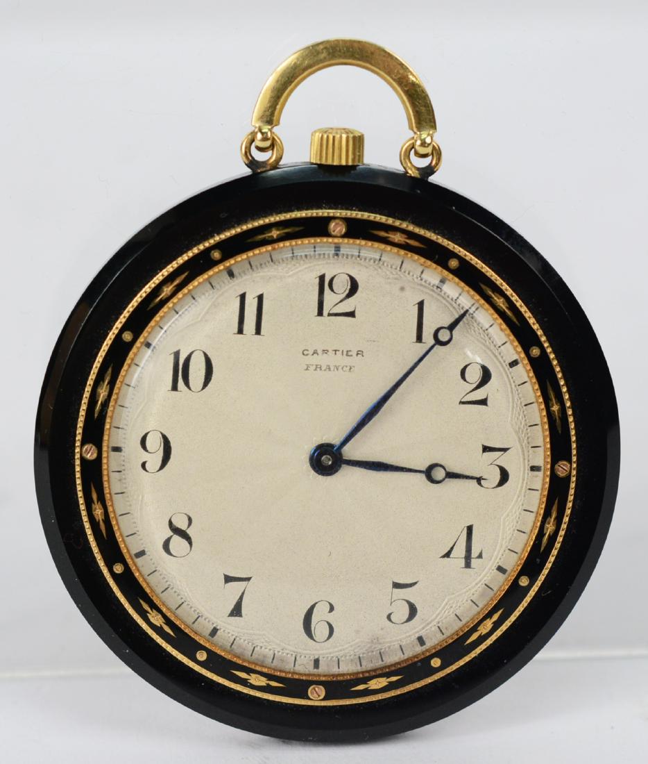 Cartier Art Deco Onyx Enamel Gold Pocket Watch (1 of 2)