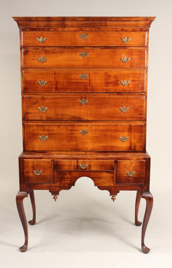 Queen Anne Figured Maple Highboy (1 of 6)