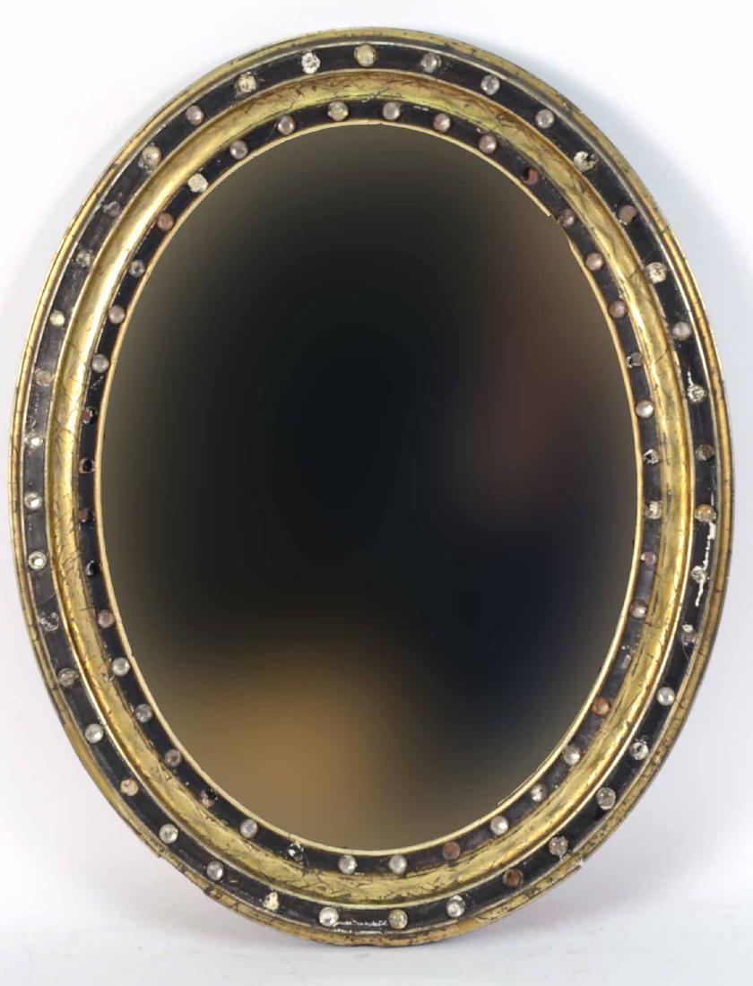 Gold-and-Black Painted Oval Mirror (1 of 5)