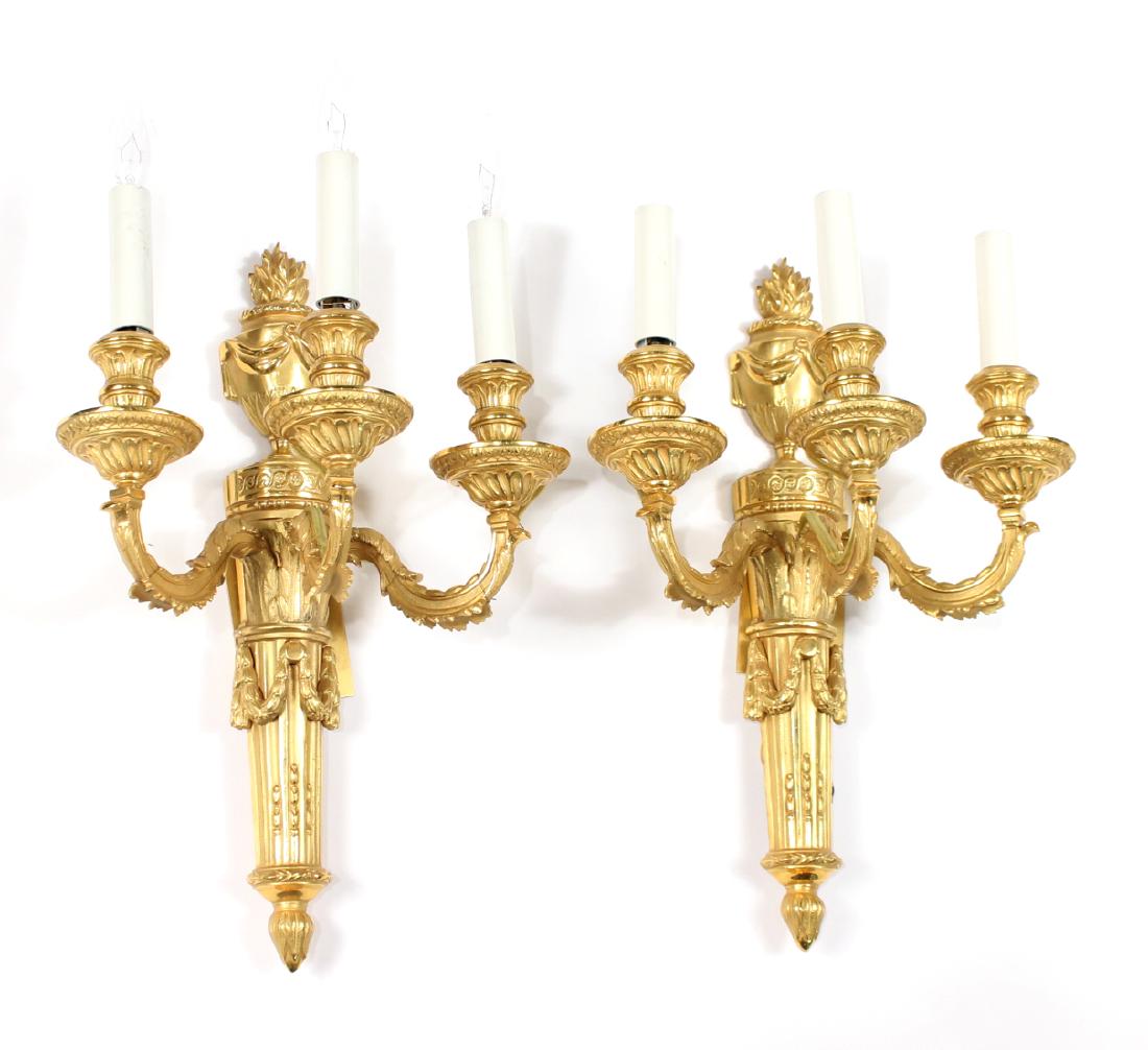 Pair Sherle Wagner Louis XVI Style Wall Sconces (1 of 6)