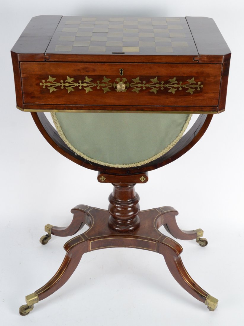 Regency Brass-Inlaid Mahogany Game Table (1 of 16)