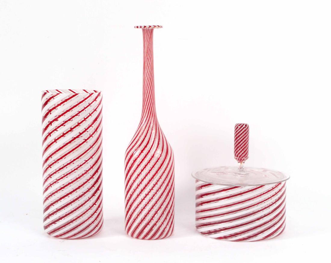 Three Peppermint Swirl Murano Glass Articles (1 of 5)