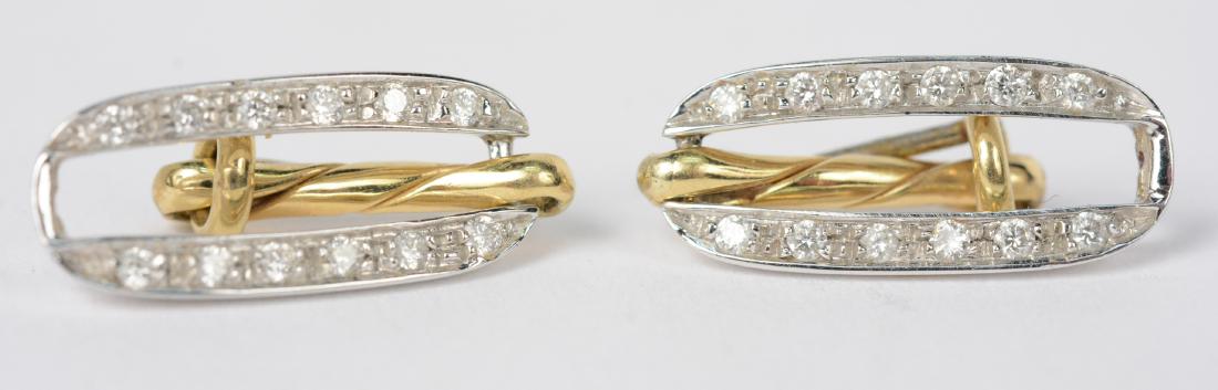 Pair 18K White Gold Diamond Earrings (1 of 2)