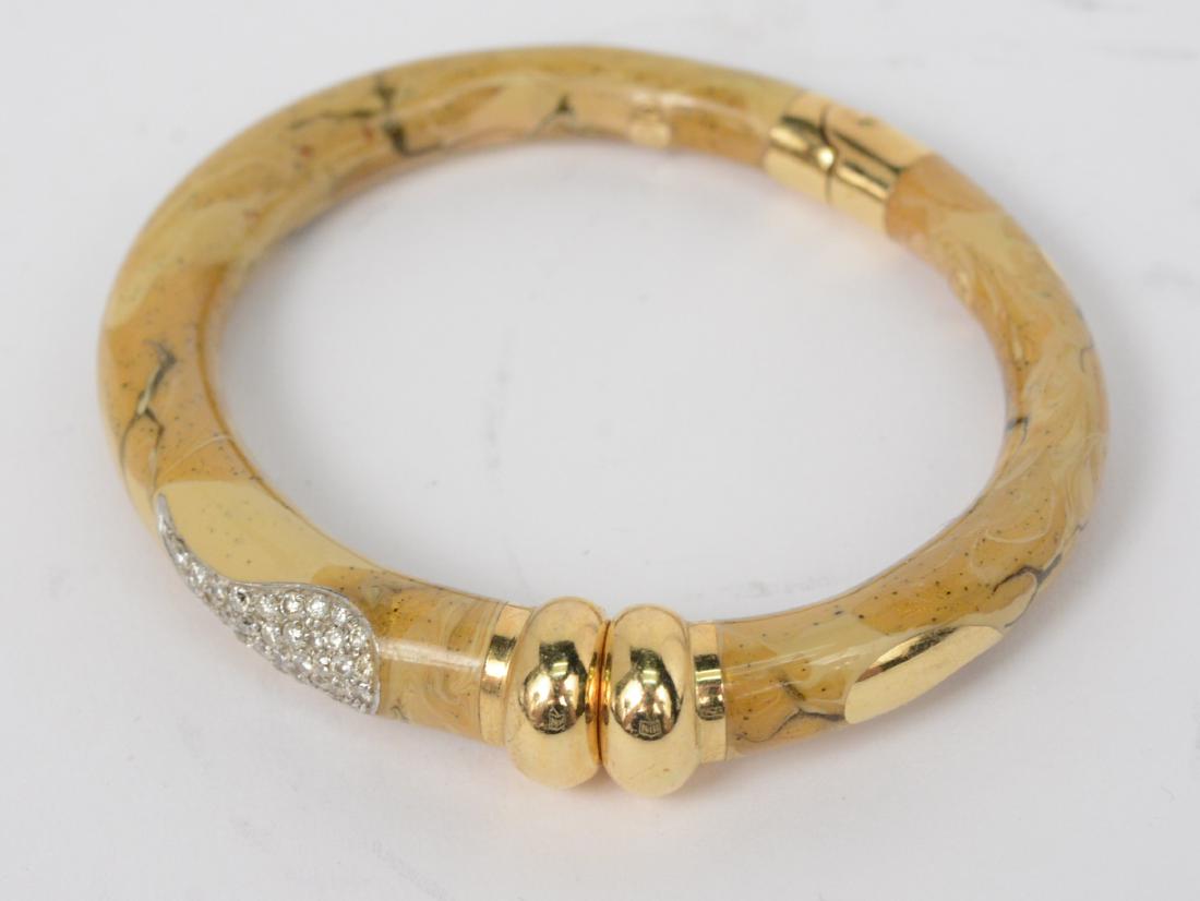 18K White Gold Diamond Enamel Bangle Bracelet (1 of 4)