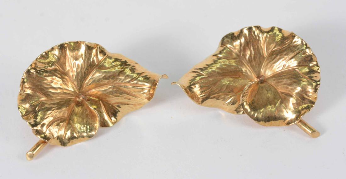 Pair of 14K Yellow Gold Leaf Form Ear Clips (1 of 4)
