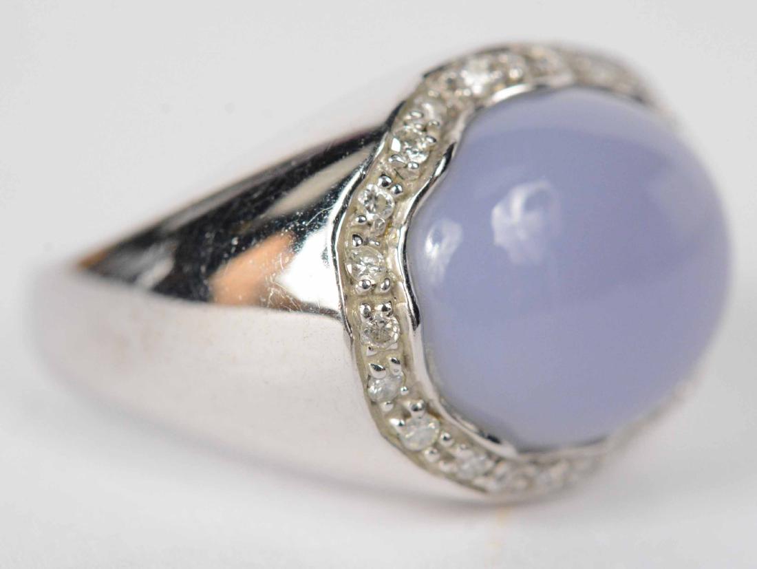 14K White Gold Chalcedony Diamond Ring (1 of 4)