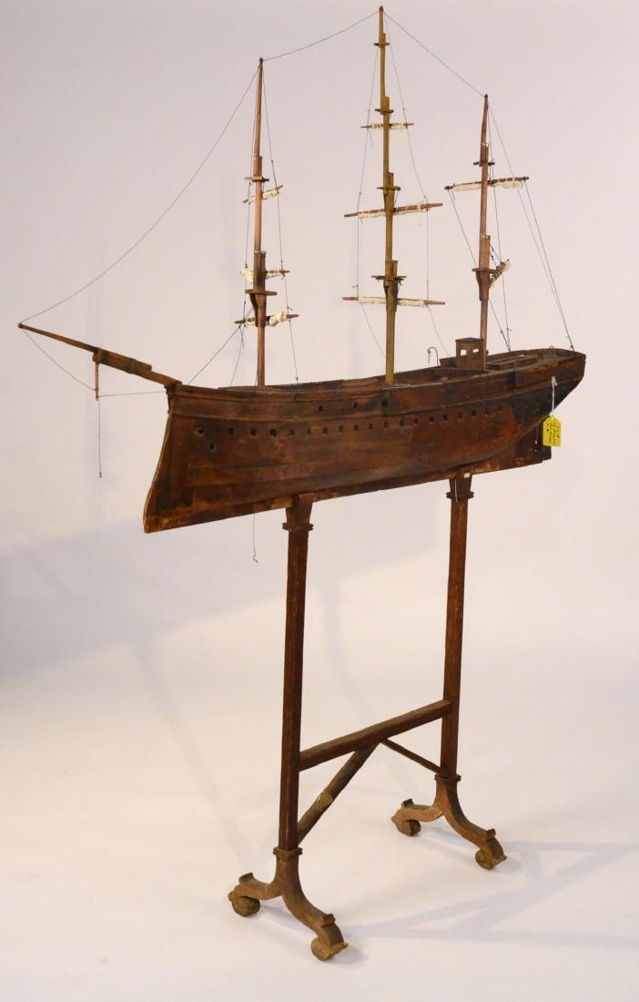Large Stained Pine Ship Model on Stand (1 of 10)