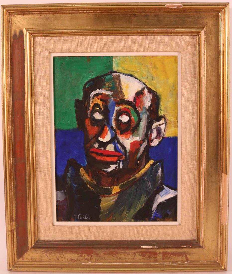 Oil on Canvas, The Clown, Isaac Pailes: (Ukraine 1895-1978) 15"h x 11"w