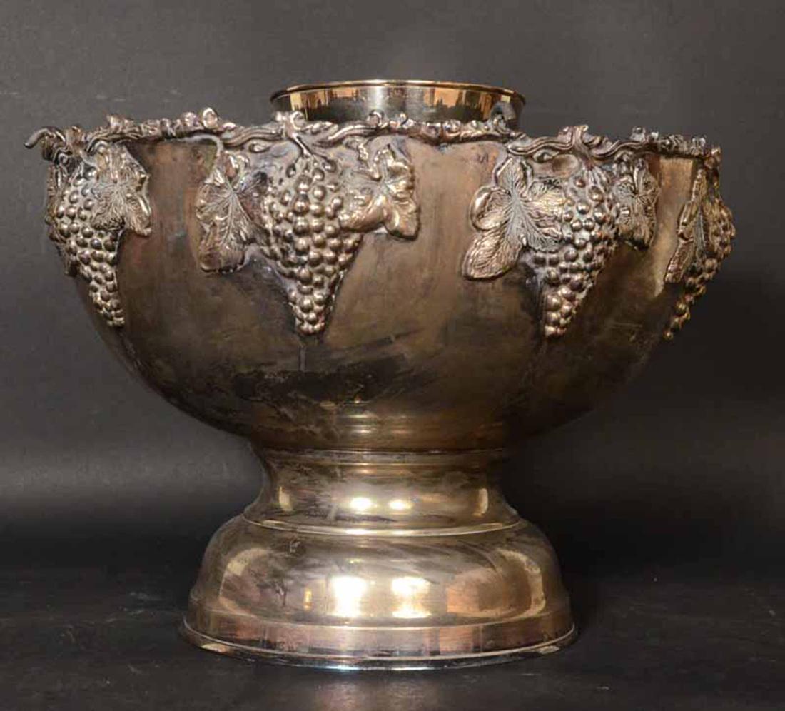 Grape-Decorated Silver Plate Punch Bowl (1 of 6)