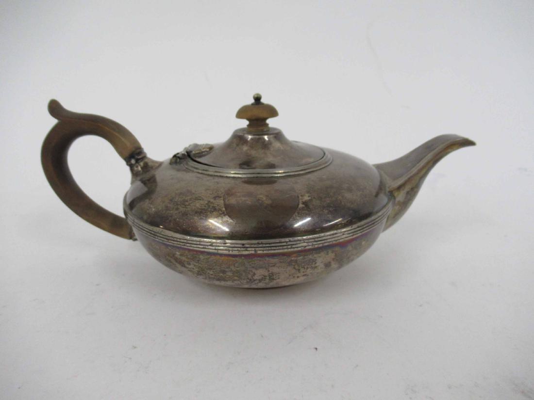 Matthew Boulton Old Sheffield Teapot: Hinge to lid torn. 5"h x 11"w