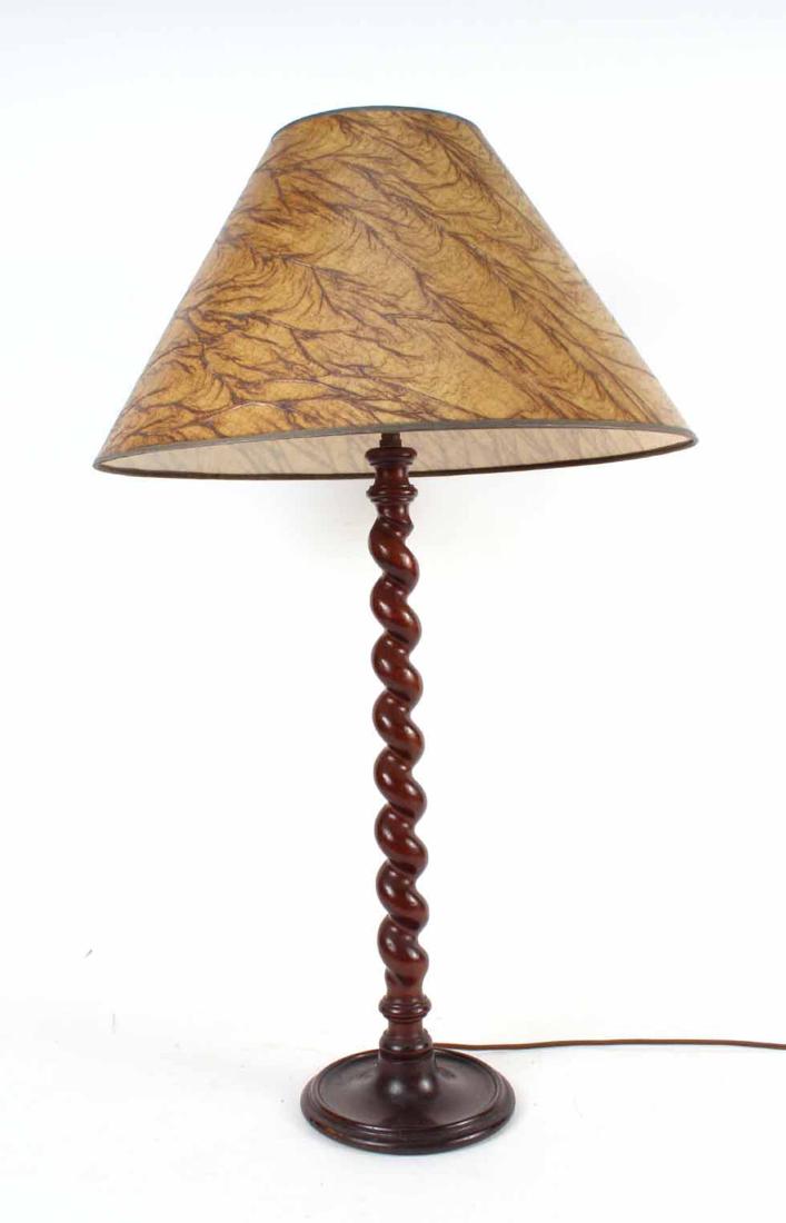 Barley-Twist Mahogany Candlestick Lamp (1 of 6)
