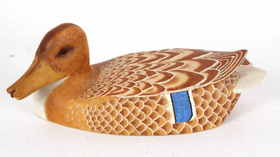 Painted Wood Mallard Hen Decoy (1 of 3)